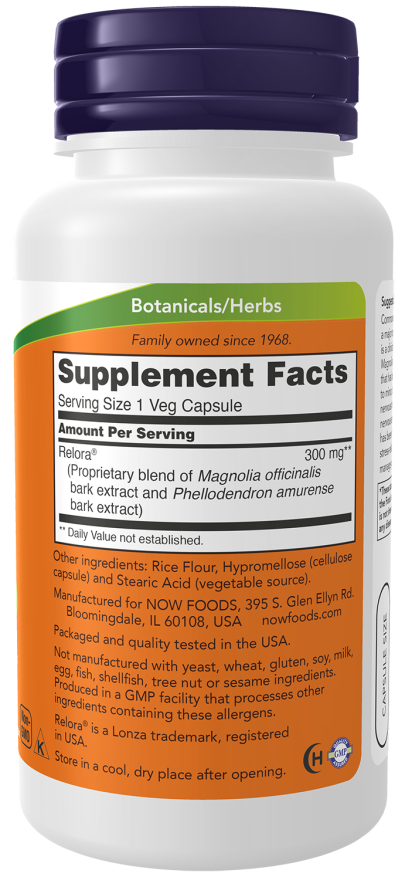 Image of Relora supplement facts