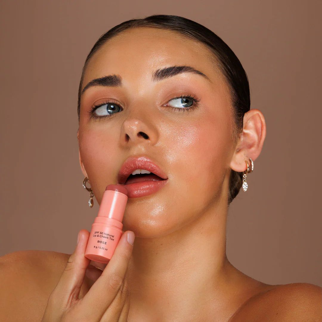 SPF 50 Natural Lip & Cheek Tint Rose 9g-Avocado Zinc-Matakana Pharmacy