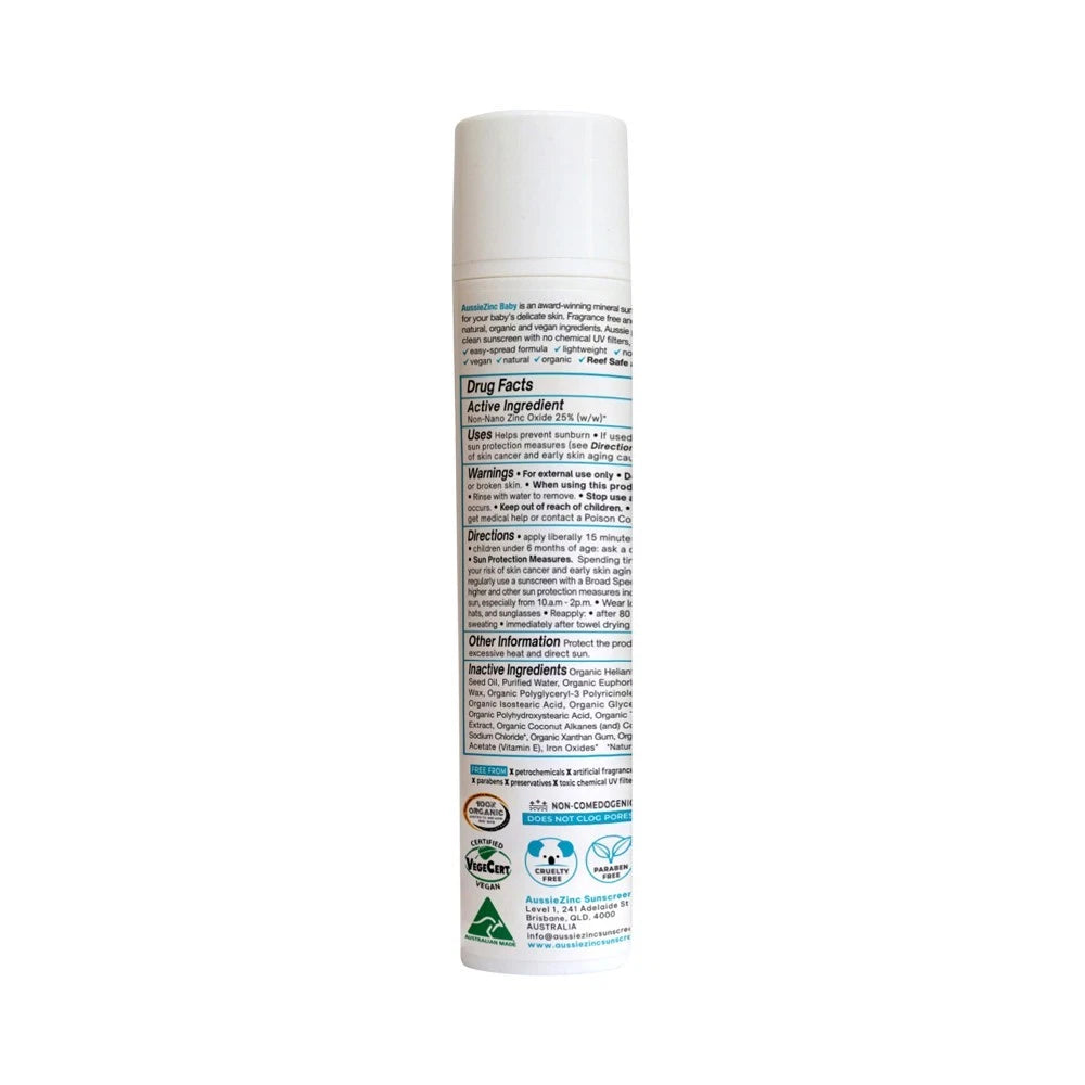 Baby SPF50+ Organic Mineral Sunscreen Fragrance Free-AussieZinc-Matakana Pharmacy