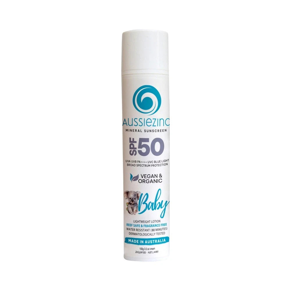 Baby SPF50+ Organic Mineral Sunscreen Fragrance Free-AussieZinc-Matakana Pharmacy
