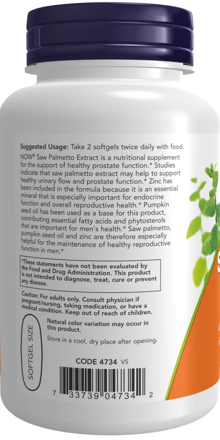 Image of Saw Palmetto Extract 80mg + Pumpkin Seed Oil & Zinc 90sgcaps suggested usage