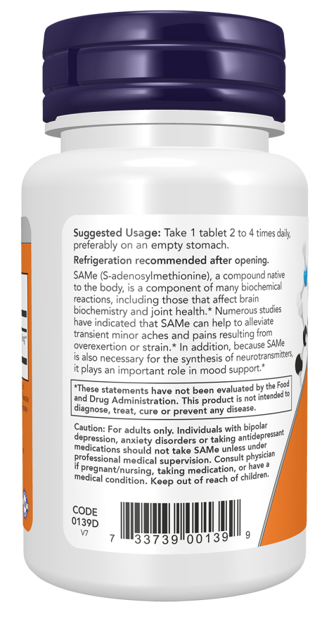 Image of SAMe 400mg 60tabs suggested usage