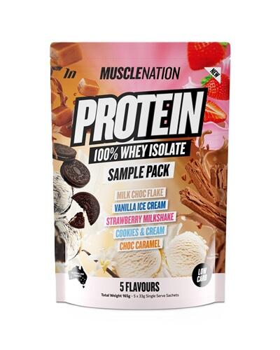 Protein 100% Whey Isolate Sample Pack 5 Flavours 5 x 33g-MuscleNation-Matakana Pharmacy