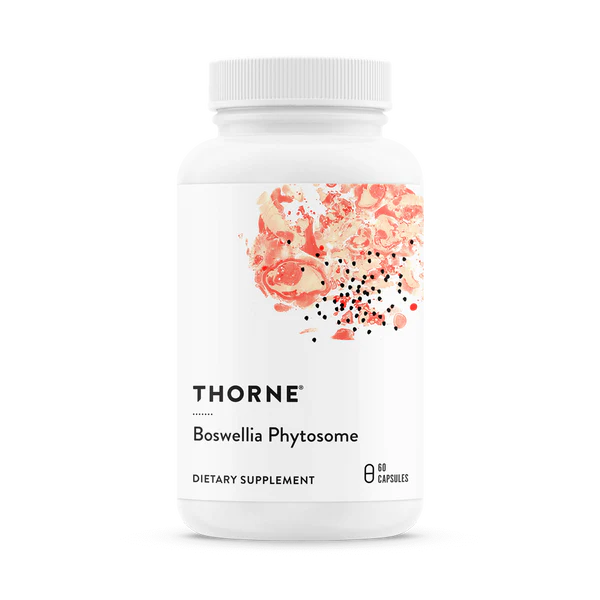 Thorne Boswellia Phytosome dietary supplement bottle on a white background