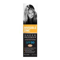 Image of INVISIBLE ZINC Sheer Defence Tinted Moisturiser Light SPF50+ 50g