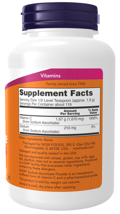 Image of Sodium Ascorbate Powder 1361g supplement facts