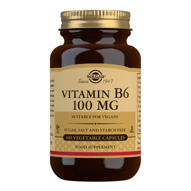 SOLGAR Vitamin B6 100mg 100 caps-Matakana Pharmacy