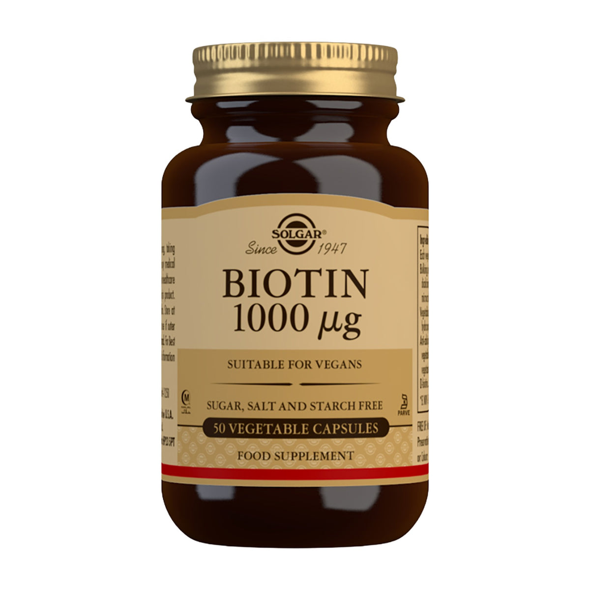 Solgar Biotin 1000 micrograms, 50 vegetable capsules, front of pack