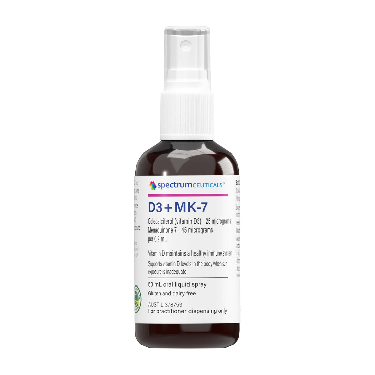 Spectrumceuticals D3 + MK-7 50ml oral liquid spray, front of pack