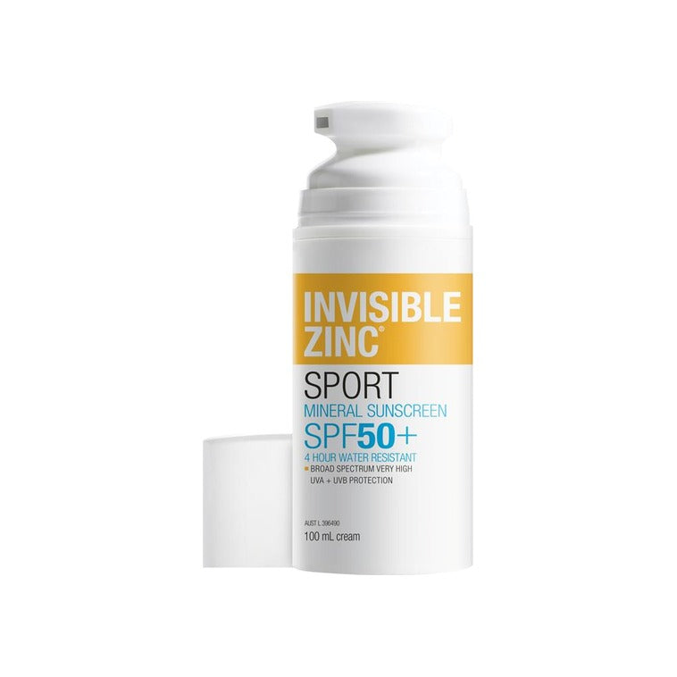 Invisible Zinc Sport SPF50+ 100ml, back of pack