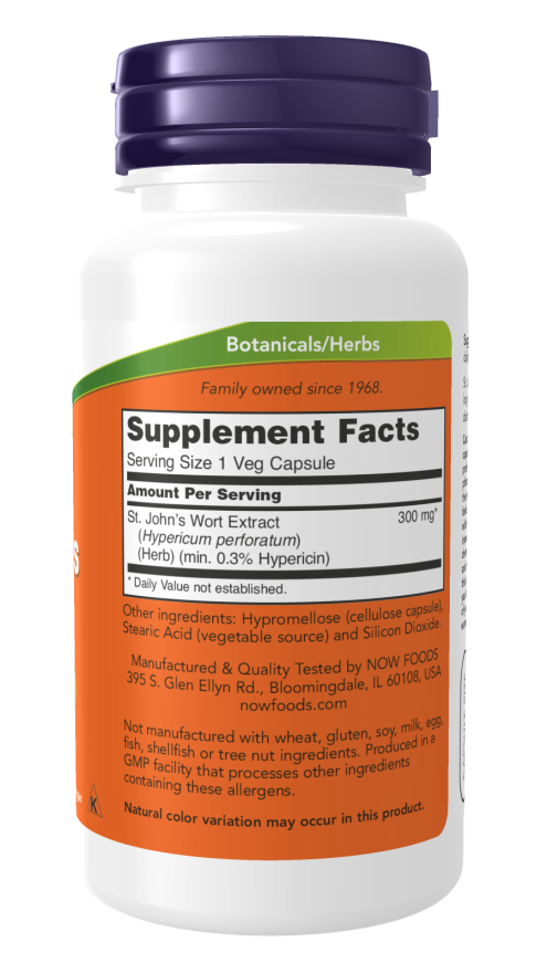 image of St. John's Wort 300mg 100vcaps supplement facts