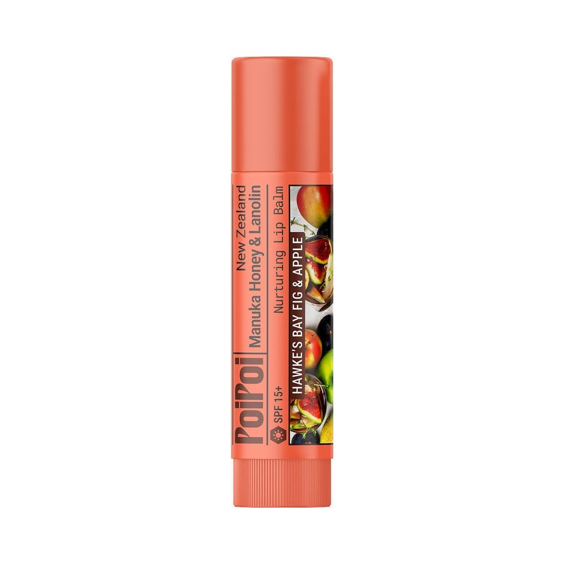 PoiPoi Hawke's Bay Fig & Apple manuka honey and lanolin lip balm stick, 4g