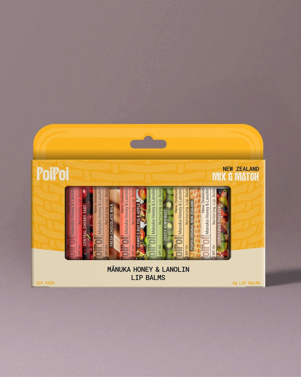 PoiPoi mix and match six pack of manuka honey and lanolin lip balm sticks