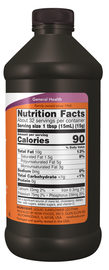 Image of Sunflower Liquid Lecithin 473ml nutrition facts
