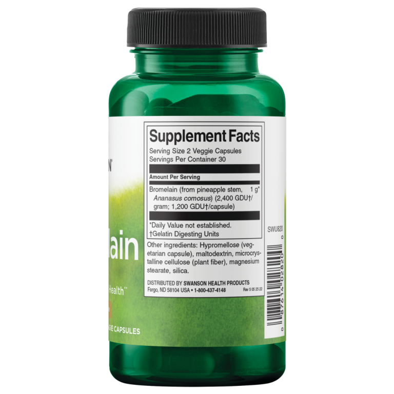 Image of Swanson  Bromelain 500mg 60 caps supplement facts