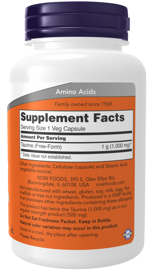 Image of Taurine Double Strength 1000mg supplement facts