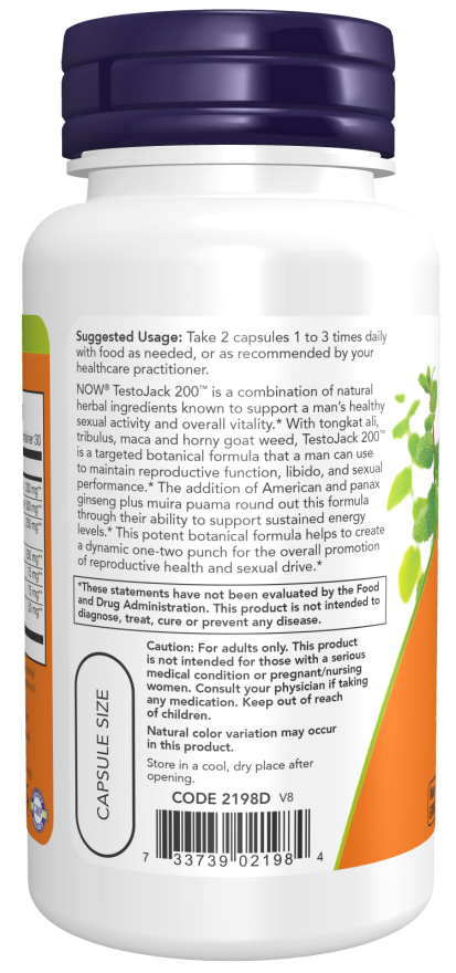 Image of TestoJack 200mg 60vcaps suggested usage