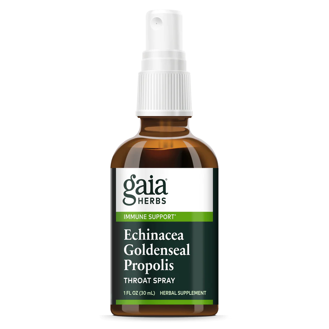 Gaia Herbs Echinacea Goldenseal Propolis Throat Spray, front of pack