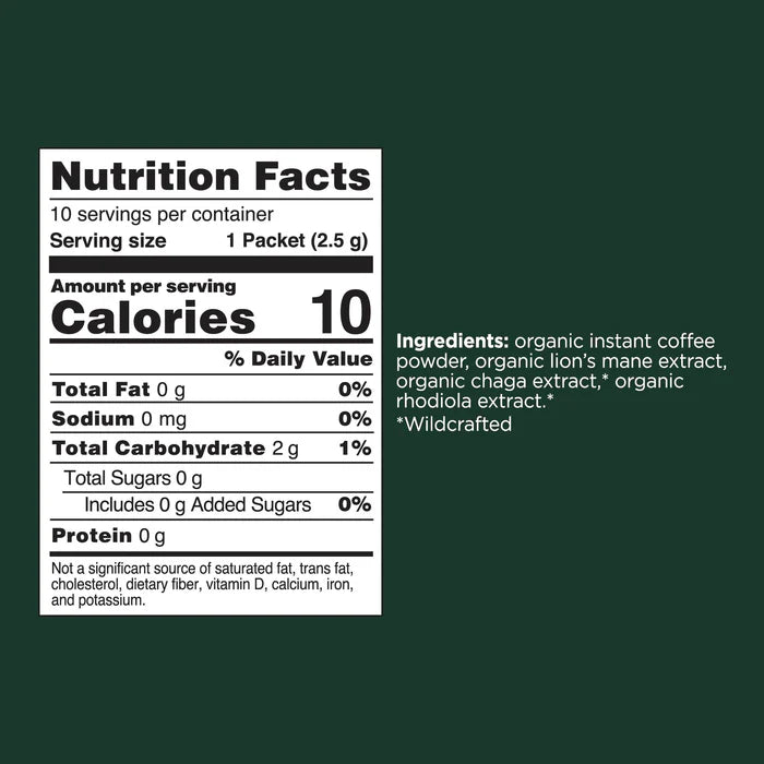 Image of Think Organic Coffee (Instant) 10 Sachets nutrition facts