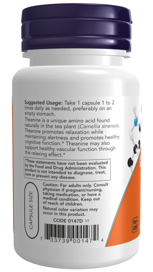 Image of L-Theanine Double Strength 200mg 60vcaps suggested usage