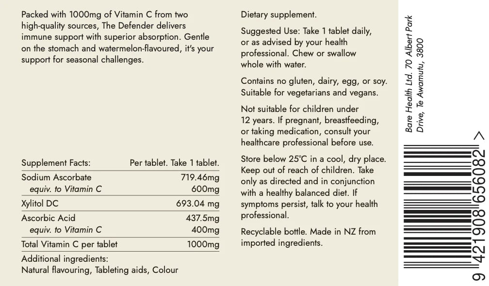 The Defender 100 Tablets-Bare Health-Matakana Pharmacy