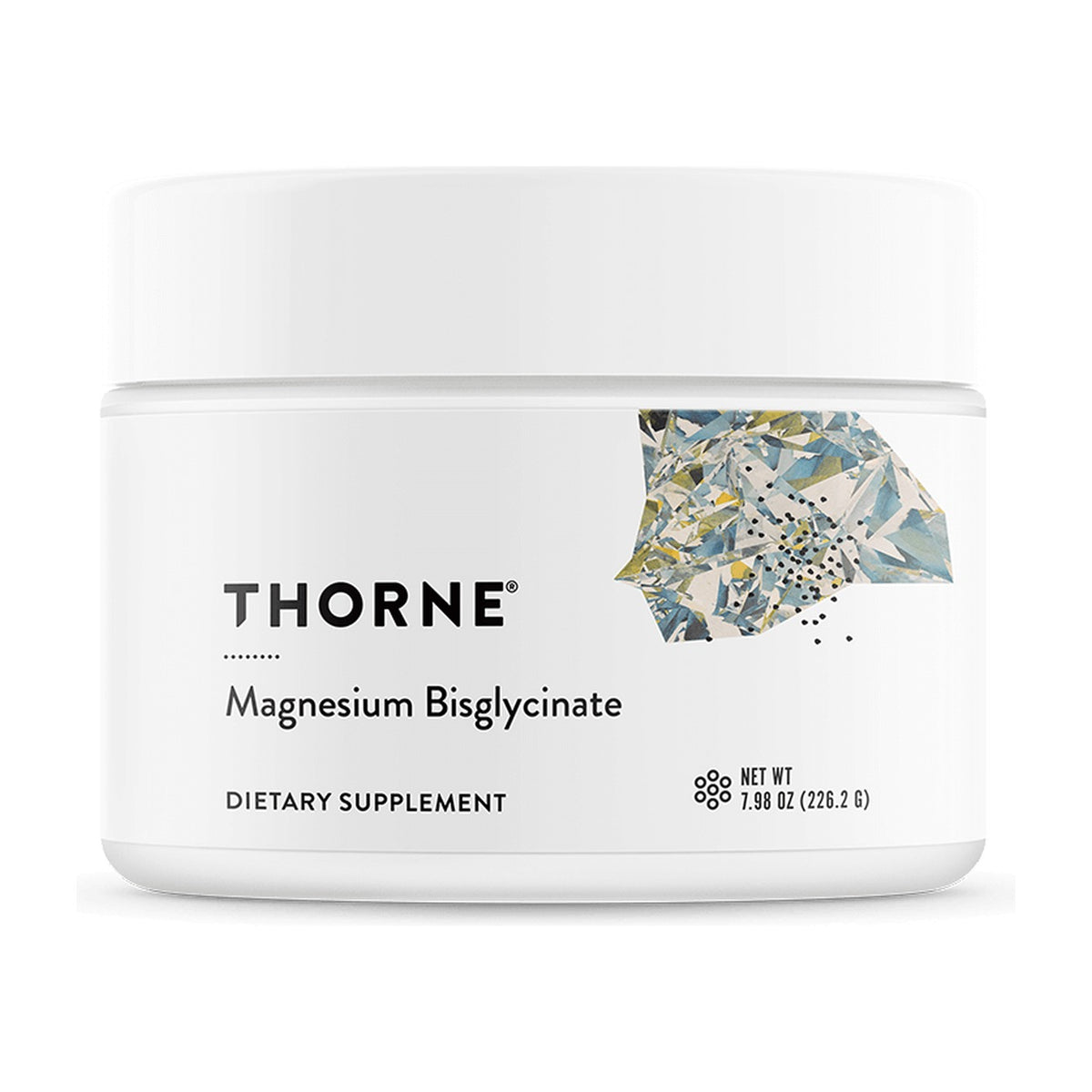 Thorne Magnesium Bisglycinate powder, white 226.2g tub, front of pack