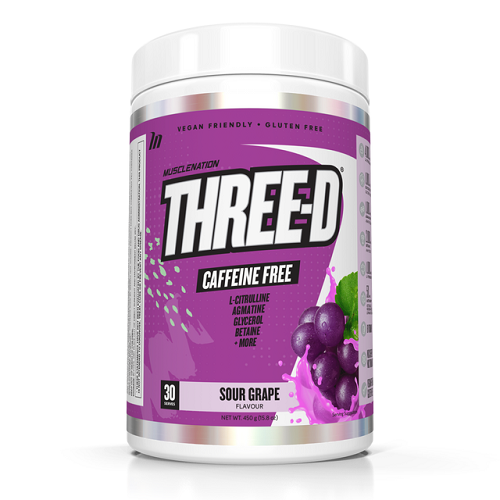 Three D Caffeine Free Pre Workout Sour Grape 450g-MuscleNation-Matakana Pharmacy