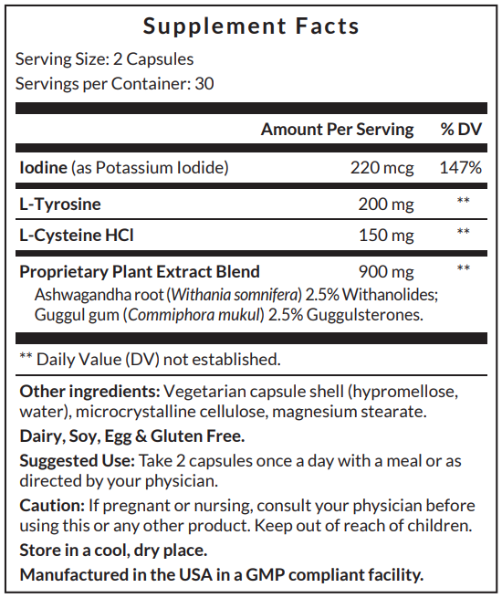 Image of Thyro-Dyne 60 caps supplement facts