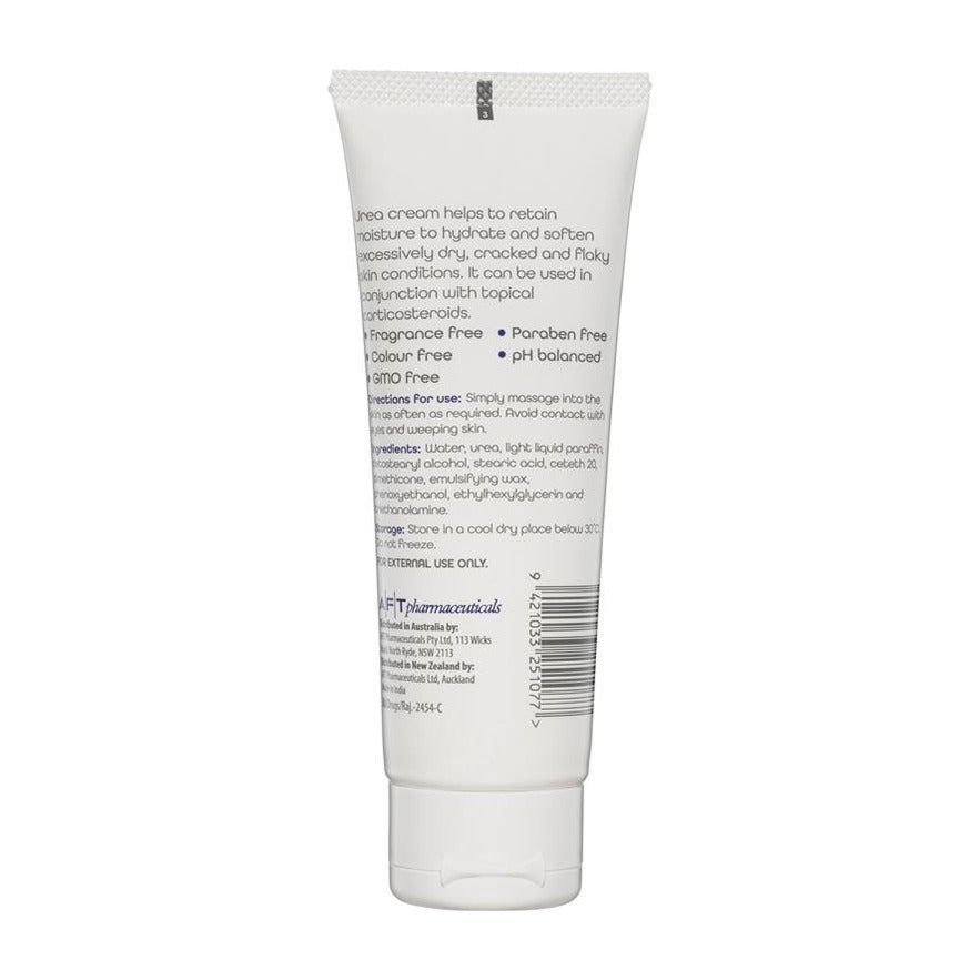 Back of the Topiderm Urea 10% Cream tube with directions, ingredients and storage