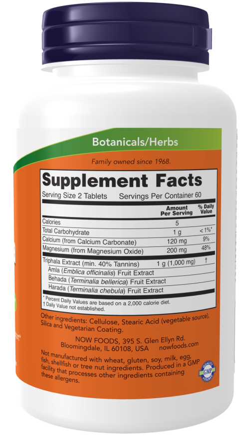 Image of Triphala 500mg 120tabs supplement facts