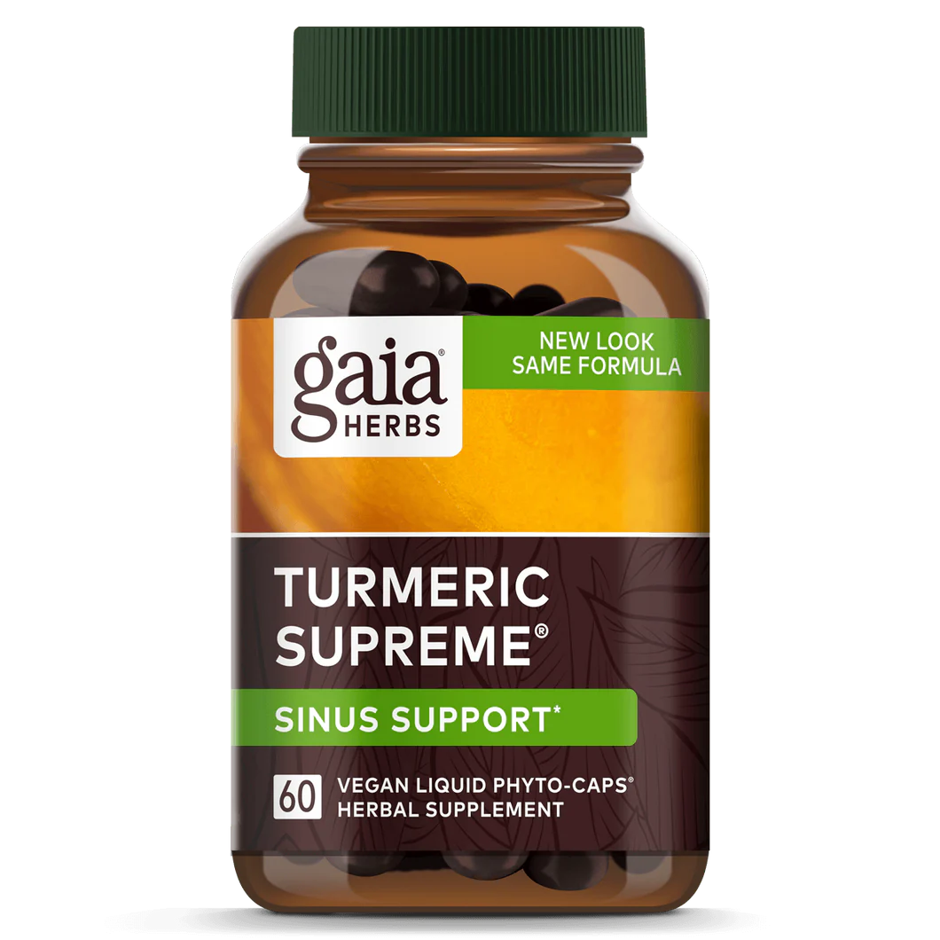 Gaia Herbs Turmeric Supreme Sinus Support, front of pack