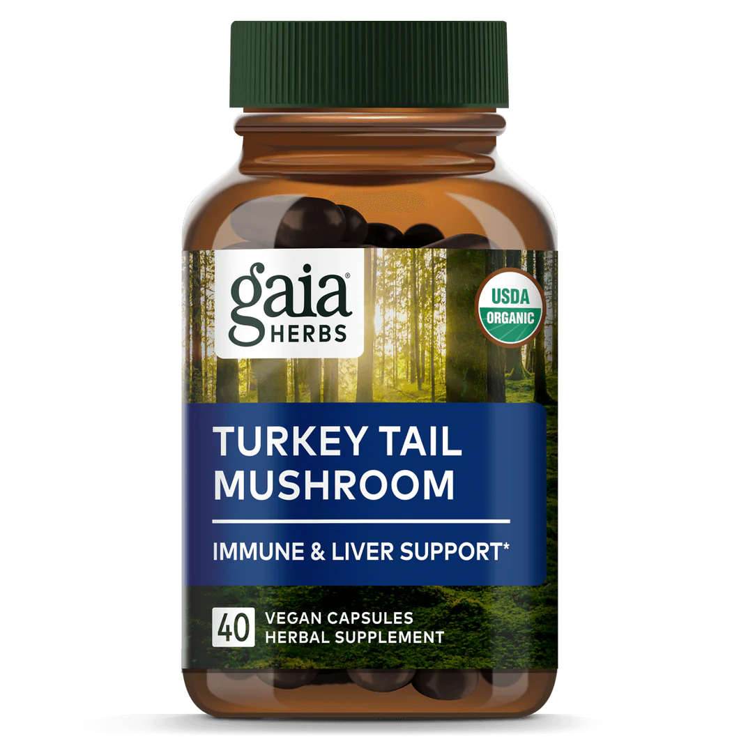 Gaia Herbs Turkey Tail Mushroom, front of pack