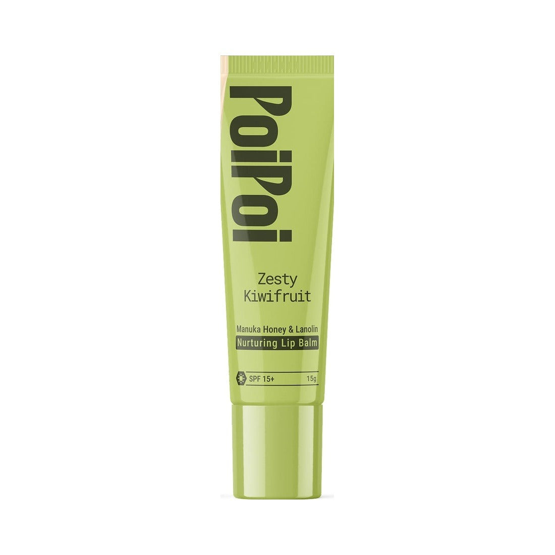 PoiPoi Zesty Kiwifruit manuka honey and lanolin lip balm tube, 15g