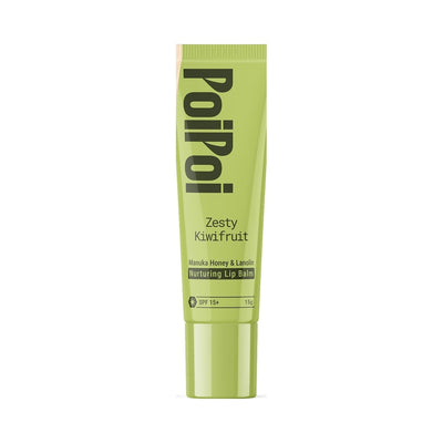 PoiPoi Zesty Kiwifruit manuka honey and lanolin lip balm tube, 15g