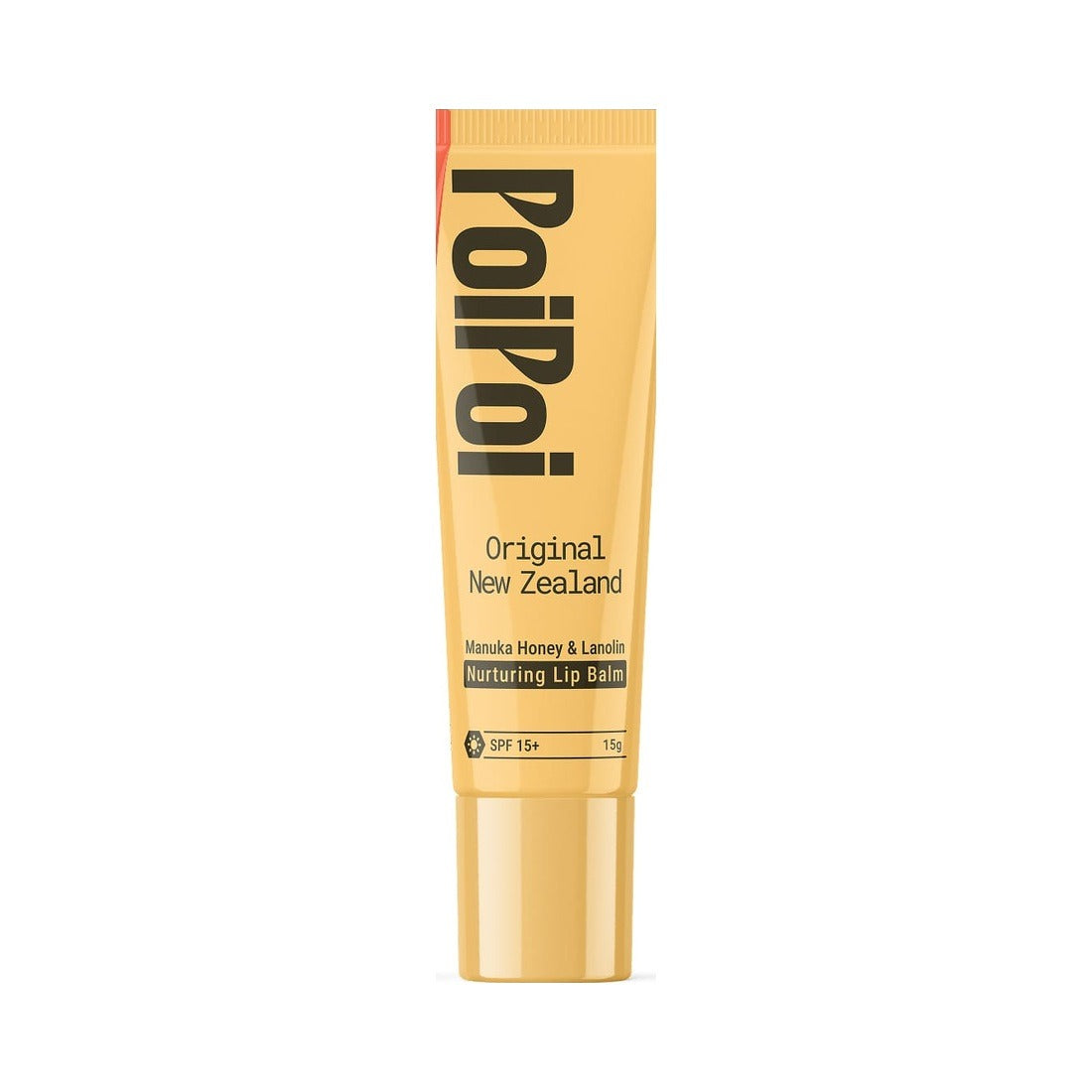PoiPoi Original New Zealand manuka honey and lanolin lip balm tube, 15g