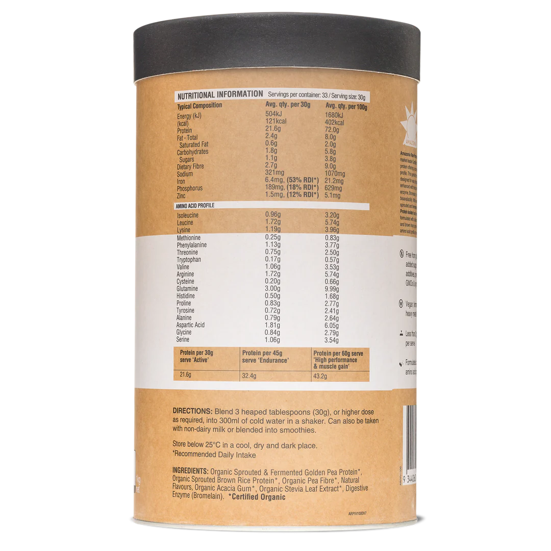 Image of Raw Protein Isolate Vanilla nutritional info