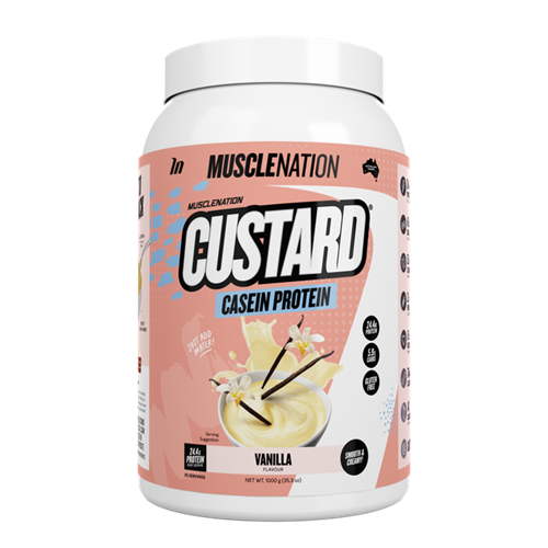 Custard Casein Protein Vanilla 1kg-MuscleNation-Matakana Pharmacy