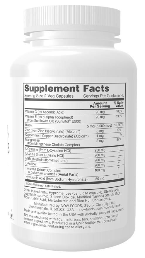image of Vegan Hair Skin & Nails 90vcaps supplement facts