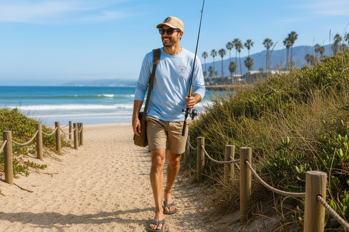 Man walking a beach track in Walkable Beach Venice jandals