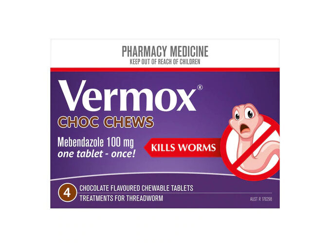 VERMOX Chocolate Chews Tabs 4s-Matakana Pharmacy-Matakana Pharmacy