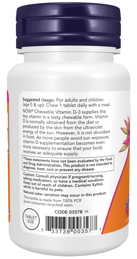 Image of Vitamin D3 Natural Fruit Flavor 1000IU 180caps suggested usage