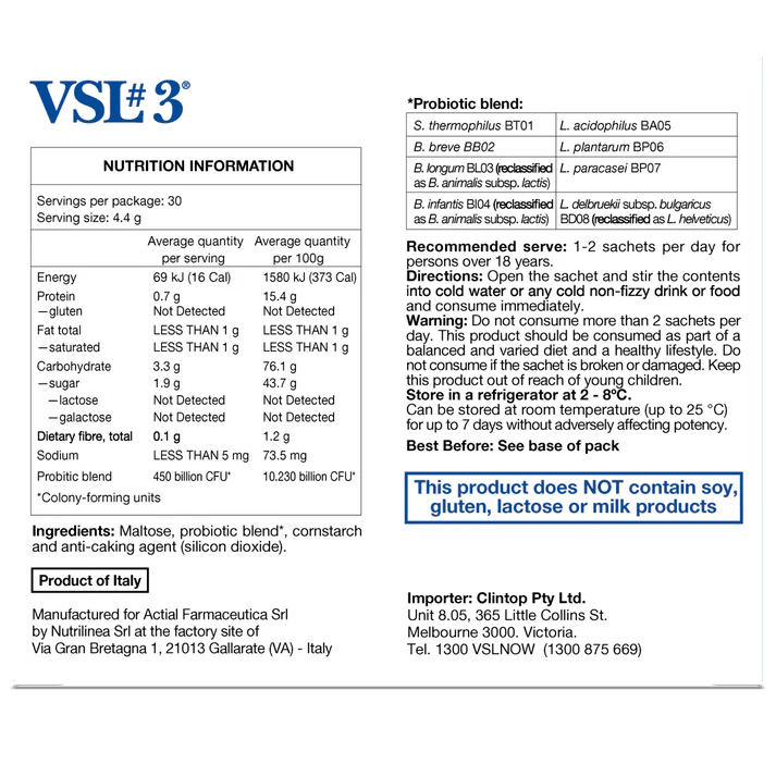 Image of VSL #3 30 Sachets nutritional information
