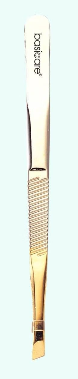 Tweezers Gold Blade Slant Tip 8.5cm-Basicare-Matakana Pharmacy