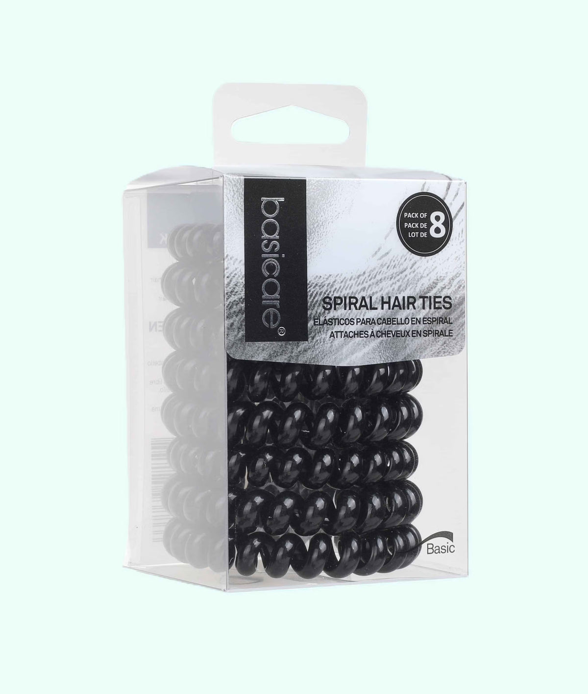 Spiral Hair Ties Black 8pk-Basicare-Matakana Pharmacy