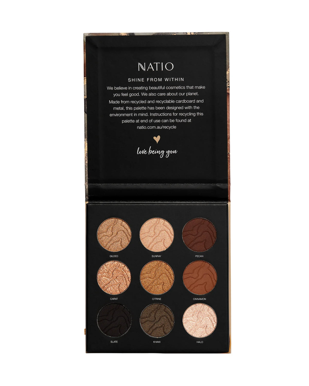 Image of natio eyeshadow palette in golden citrine colours
