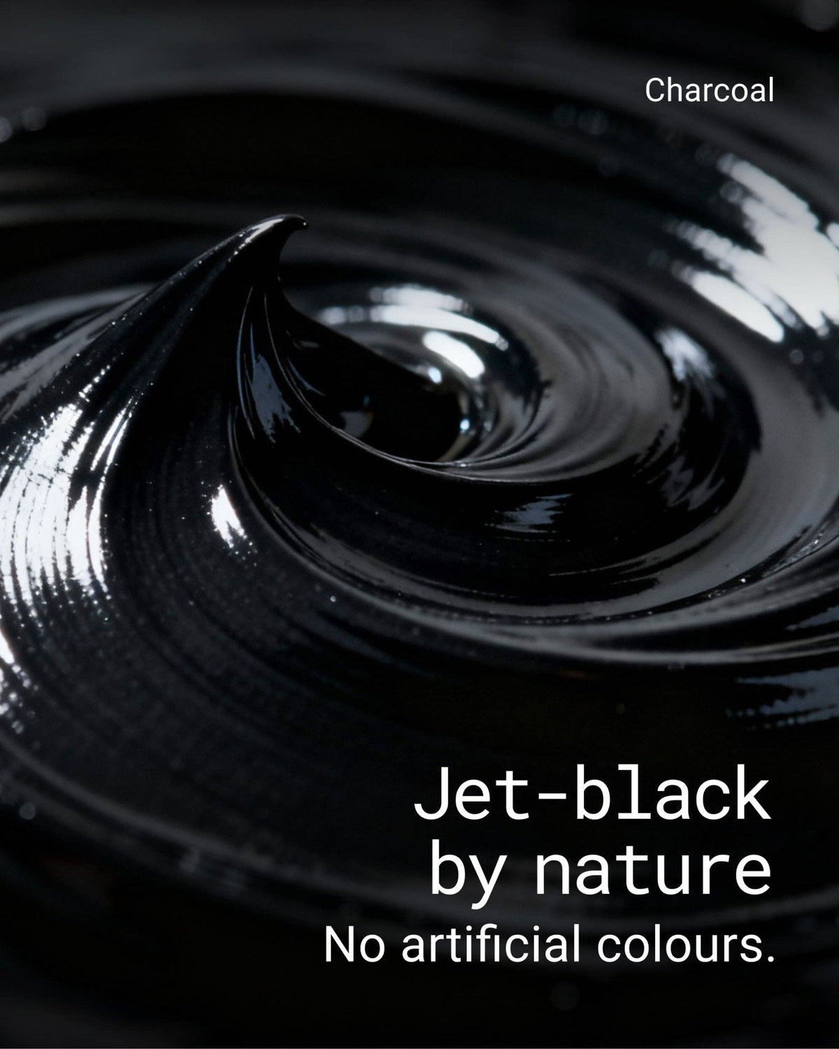 The jet black charcoal paste, described as jet black by nature