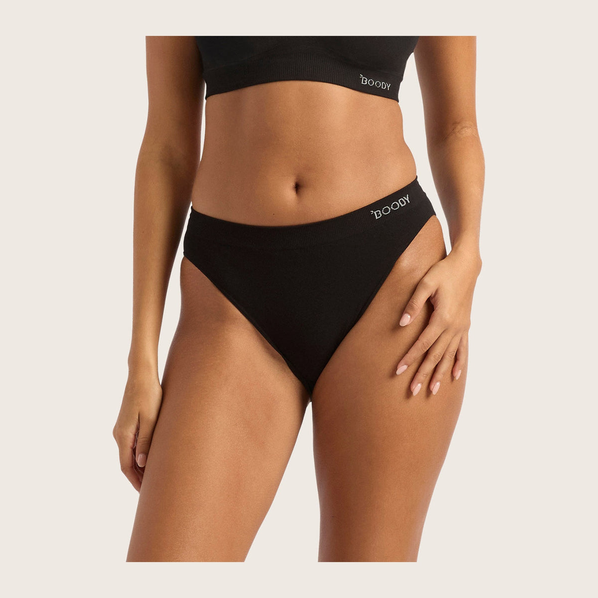 Women's Classic Bikini Bottom in black, Boody organically grown bamboo