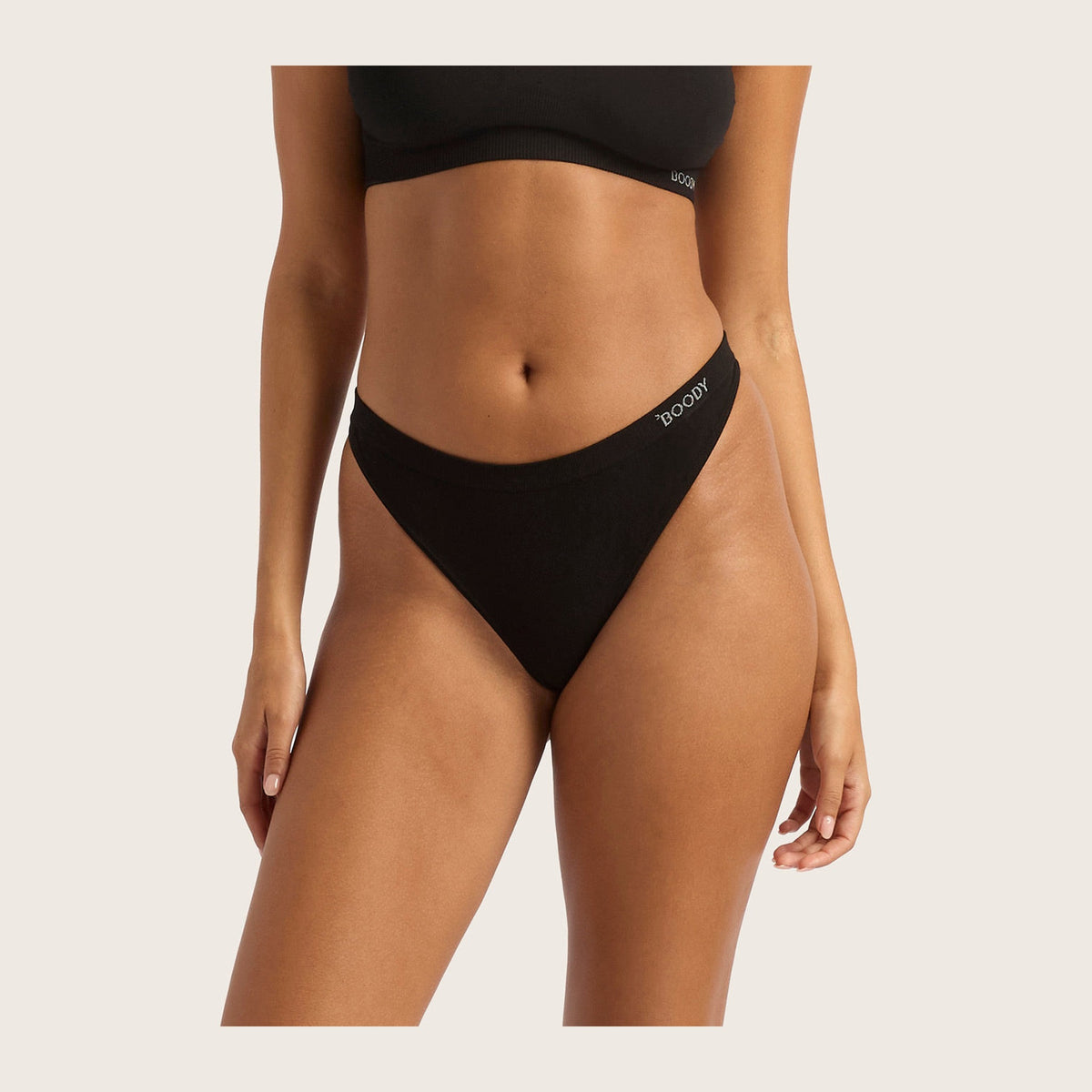 Women's G-String in black, Boody organically grown bamboo