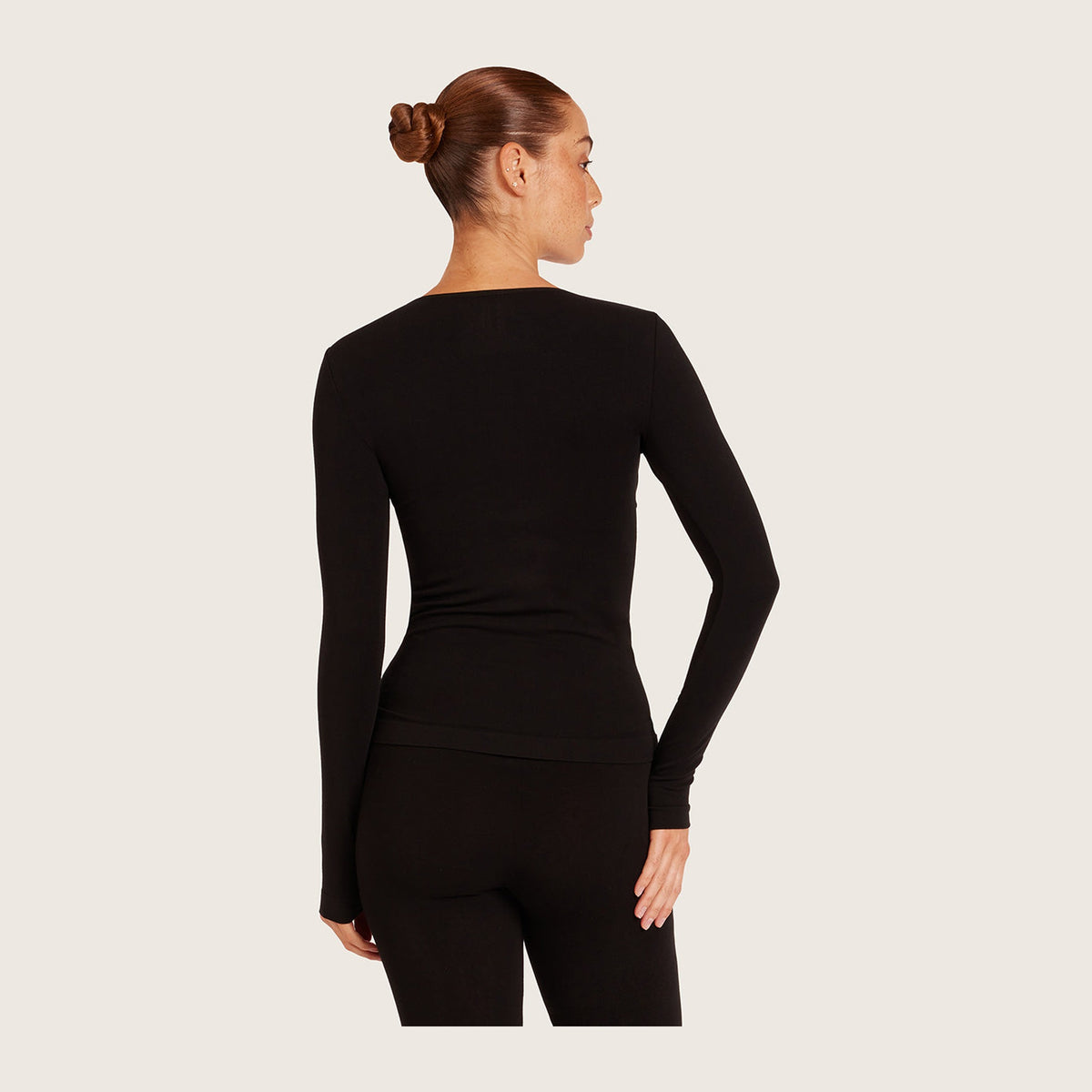 Women's Long Sleeve Top in black, Boody organically grown bamboo