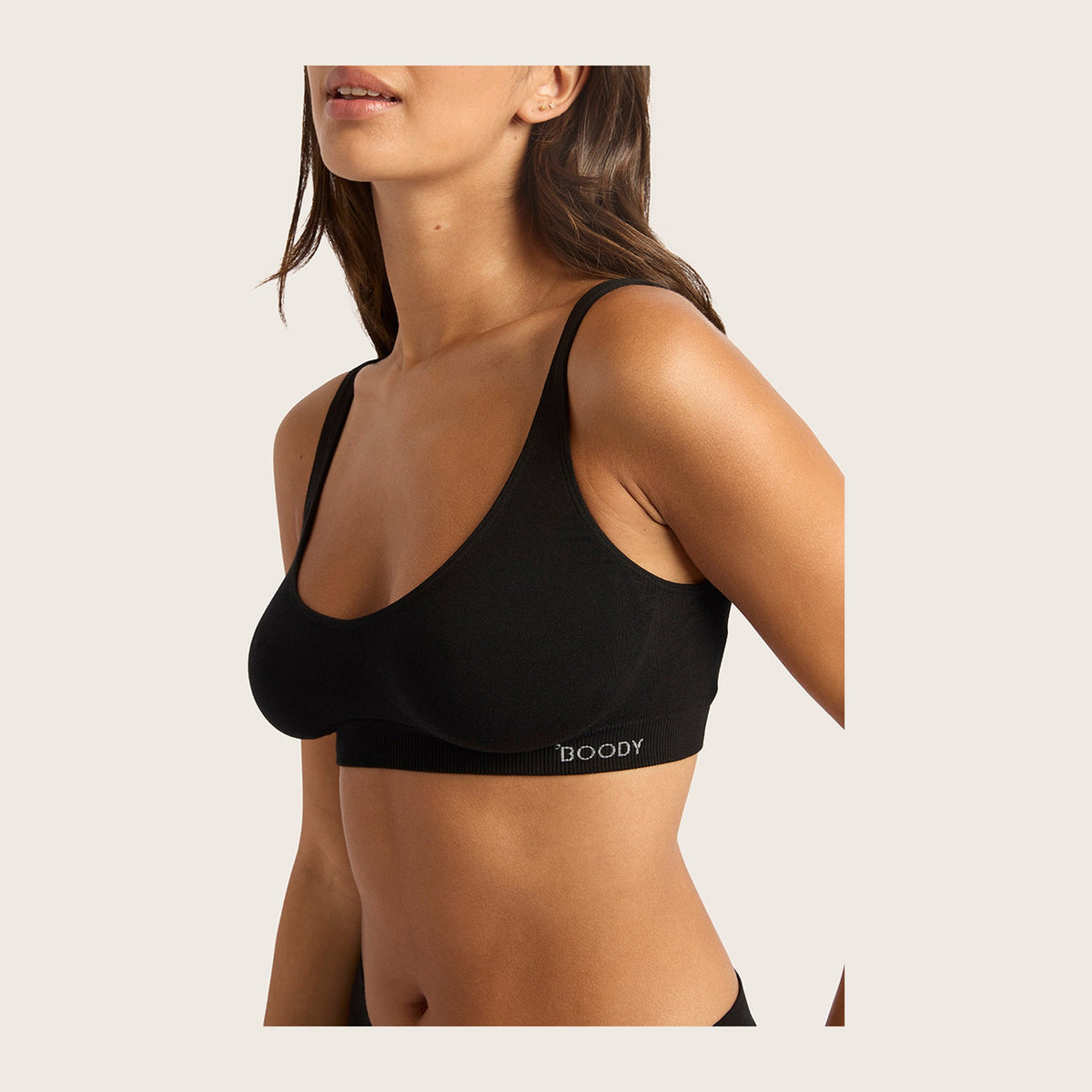 Women's Shaper Seamless Crop Bra in black, Boody organically grown bamboo